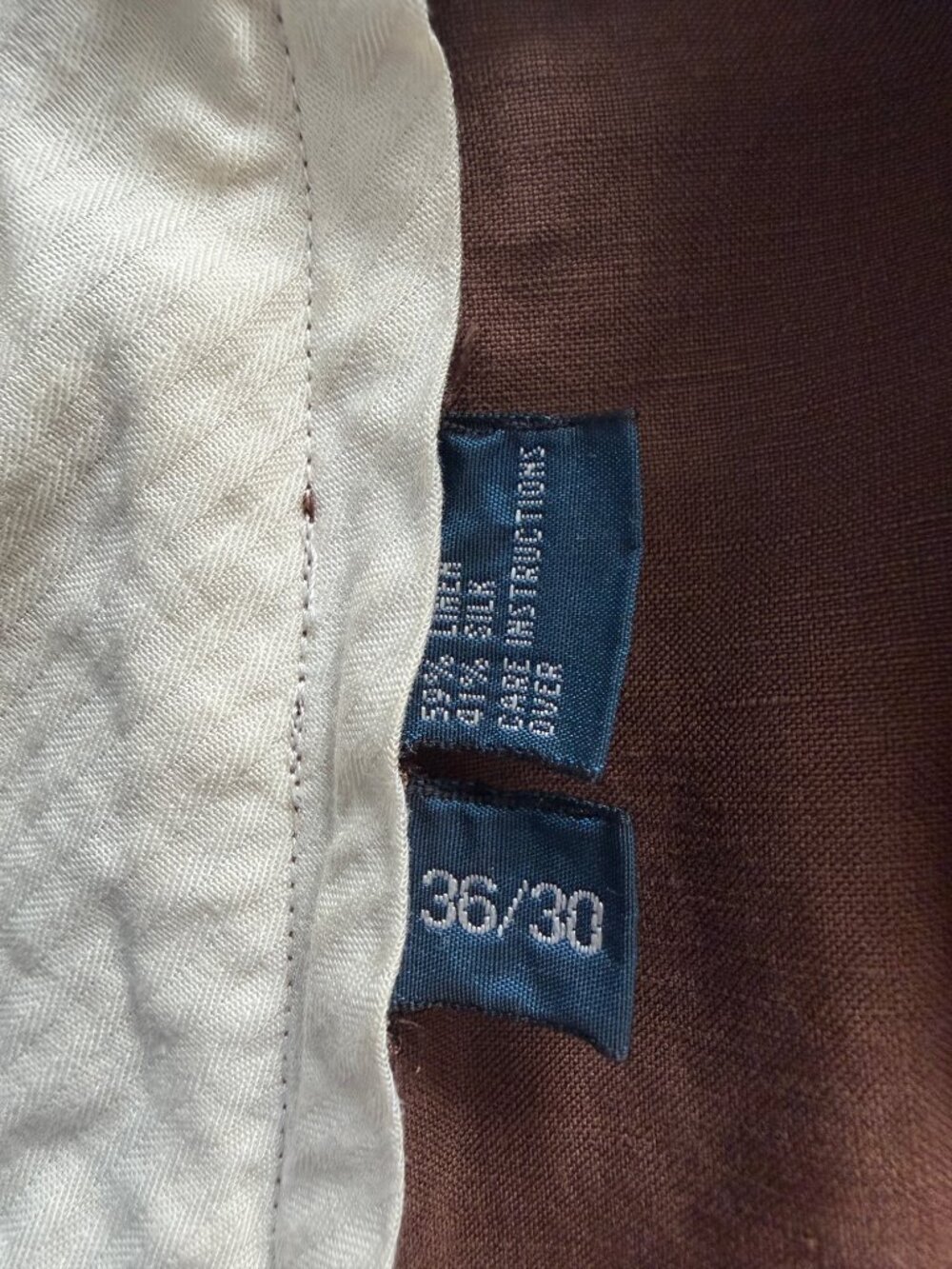 Vintage Polo Ralph Lauren MX Linen Silk Pants Brown 36/30 Luxury Trousers - EUC - Picture 11 of 12